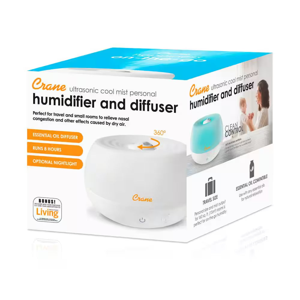 0.2 Gal. 2-In-1 Ultrasonic Cool Mist Humidifer & Aroma Diffuser for Small Rooms up to 160 Sq. Ft.