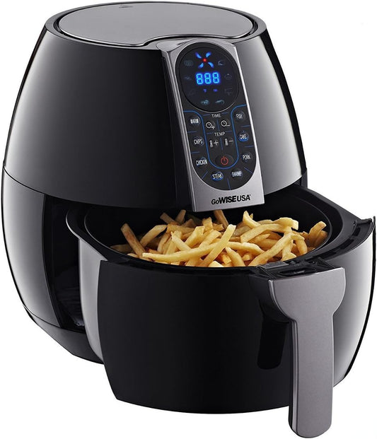 3.7-Quart Programmable Air Fryer with 8 Cook Presets, Black