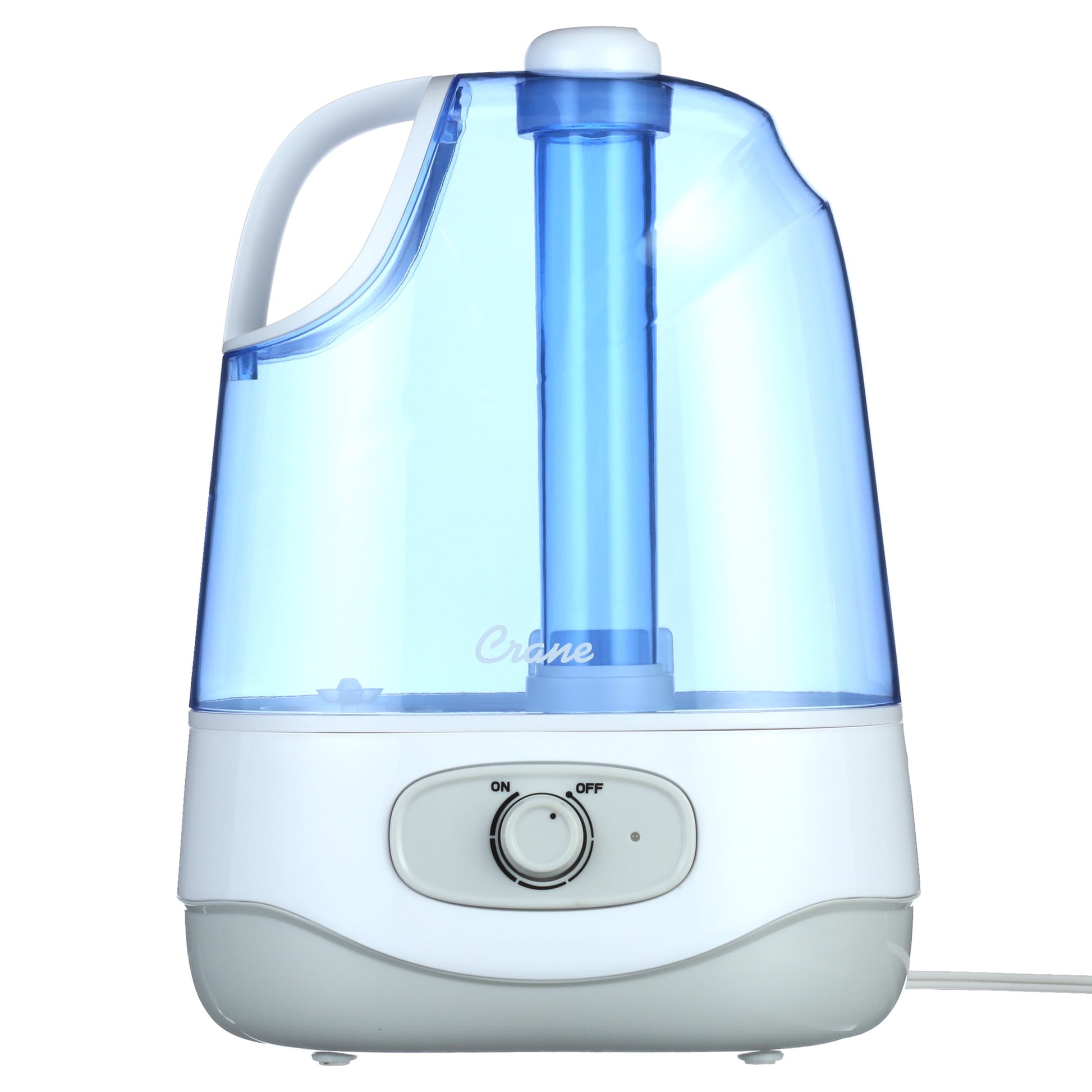 Crane USA Ultrasonic Cool Mist Humidifier, 1.0 Gallon, 24 Hour Run Time, Whisper Quiet, 500 Sq. Ft. Coverage, Blue/White