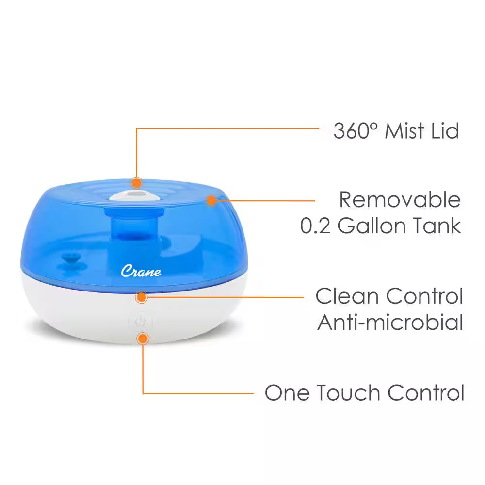 0.2 Gal. Personal Ultrasonic Cool Mist Tabletop Humidifier for Small Rooms up to 160 Sq. Ft.