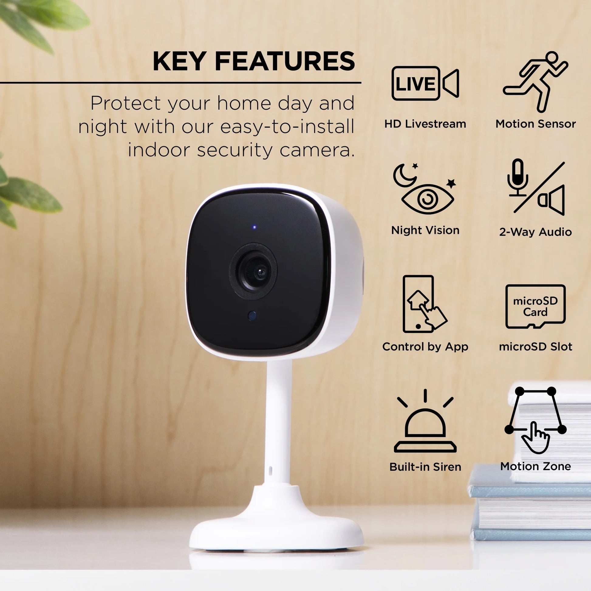 1080P Smart Indoor Camera with Voice Control - Requires 2.4 Ghz Wi-Fi