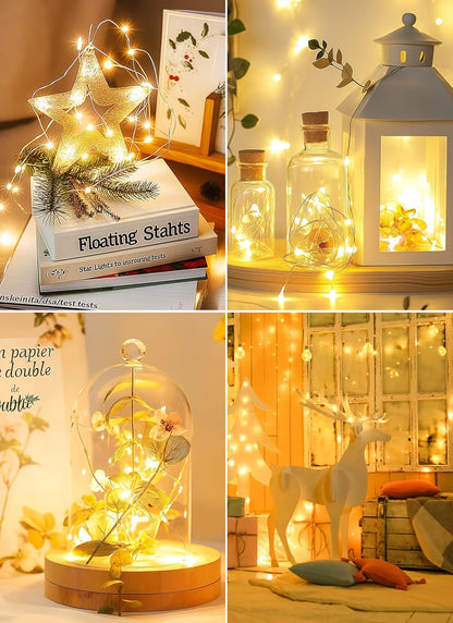 Enchanting 33Ft Fairy String Lights - 100 LED Battery Operated Copper Wire Twinkle Lights for Festive Decor, Weddings, and Christmas - Waterproof Starry Firefly Magic